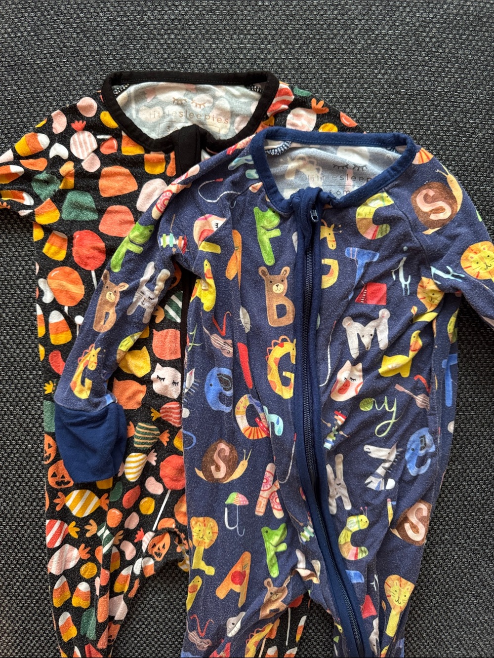 Set of 2: Little Sleepies Pajamas - Navy Alphabet & Halloween Print